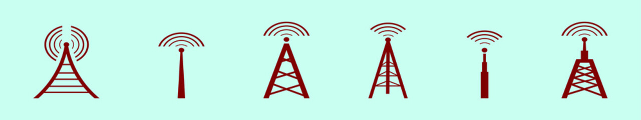 set of cell tower cartoon icon design template with various models. vector illustration isolated on blue background