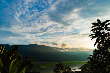 Fototapeta na wymiar Beautiful Mountain Sunset Landscape Scene. Stock Photo
