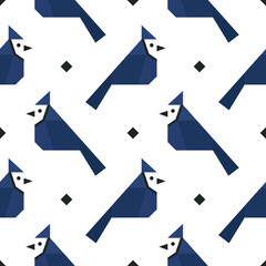 Red cardinal and Blue jay seamless pattern, vector illustration background