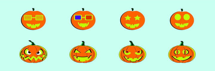 Fototapeta premium set of pumpkin cartoon icon design template with various models. vector illustration isolated on blue background