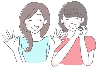 感激する女性達　二人組