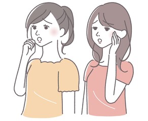 驚く表情の女性　二人組