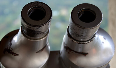 professional work on coronavirus research using a microscope or binoculars under the eyepieces gray...