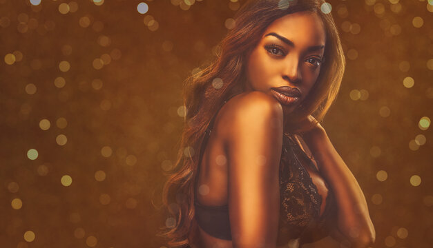  Fashion beauty African young women portrait - gold styling