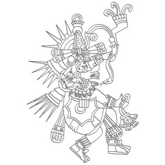 Fototapeta na wymiar vector icon with Quetzalcoatl the Aztec god of wind and air