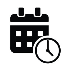 Calendar and clock icon schedule vector icon