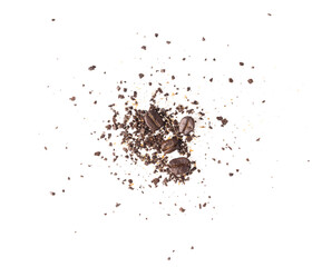 coffee beans and powder on white background