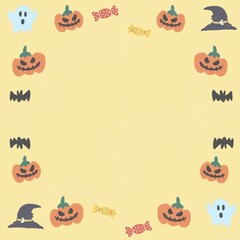 Happy Halloween Background illustration, spooky ghost, bats and candies