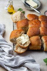 wheat wholegrain yeast buns bread for breakfast