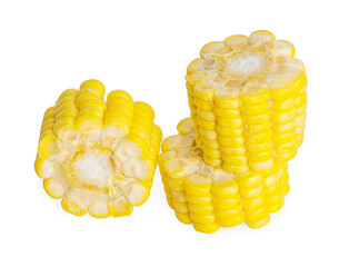 Fresh ripe sweetcorn an isolated on white background.
