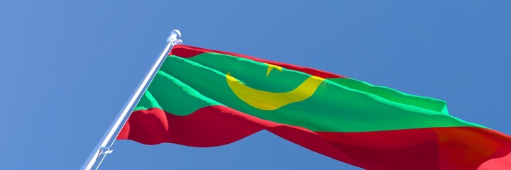 3D rendering of the national flag of Mauritania waving in the wind