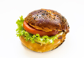 Delicious ham sandwich isolated on white background