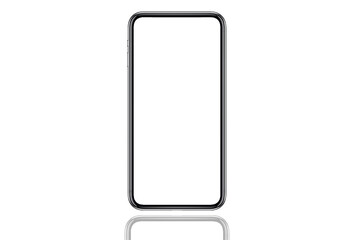 Smartphone similar to iphone 12 pro max with blank white screen for Infographic Global Business Marketing Plan, mockup model similar to iPhone 12 isolated Background of ai digital investment economy.