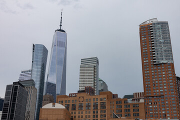 Lower Manhattan Skyline of New York City on an Overcast Day