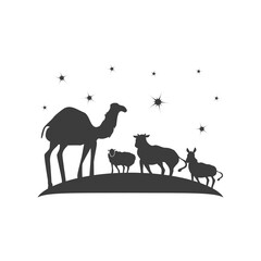 camel ox donkey and sheep animals night