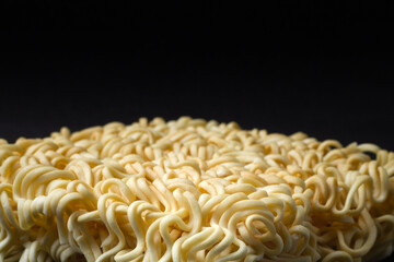 Instant noodle on black background
