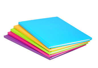 Stack of colorful copybooks isolated on white.Education object.Back to school.