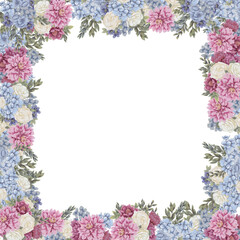 Floral frame for design save the date cards, invitations, posters and birthday decoration