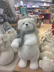 Christmas polar bear in retail environment.