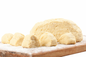 Fototapeta na wymiar kneaded raw dough dumplings