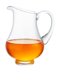 Glass jug for juice isolated on white