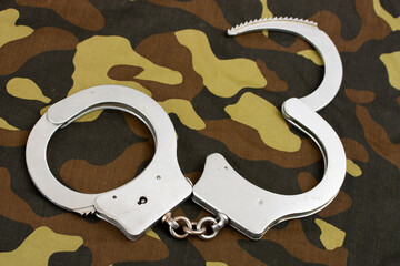 handcuffs on camouflage