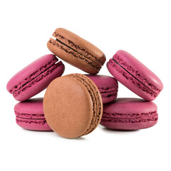 Macaroon isolated on white background close-up.