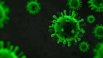Coronavirus COVID-19 cell on a microscope