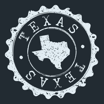 Texas Map Seal. Silhouette Postal Passport Stamp. Round Vector Icon Postmark.