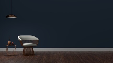 Luxury modern dark living room interior