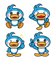 ペンギン　面白い　青　イラスト素材