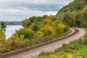 Railroad Track Scenic Landscape In Autumn
