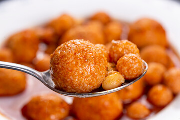 Traditional delicious Turkish foods; Bulgur soup (Anali Kizli, icli kofte)