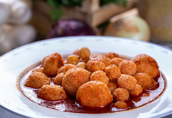 Traditional delicious Turkish foods; Bulgur soup (Anali Kizli, icli kofte)