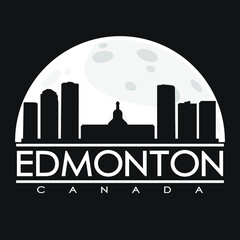 Fototapeta premium Edmonton Full Moon Night Skyline Silhouette Design City Vector Art.