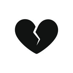 Broken heart silhouette logo icon design. Simple flat minimal vector illustration. Valentine's day, heartbreak, love, divorce, hurt, sign, symbol. 