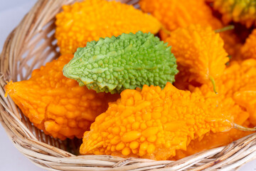 Momordica or karela (Momordica charantia) (Turkish name; kudret nari)