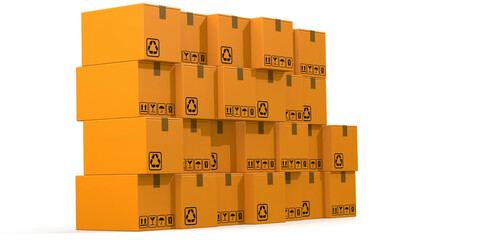 Logistic concept with card board boxes