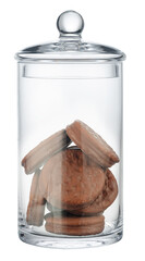 Glass storage jar for cookies isolated on white