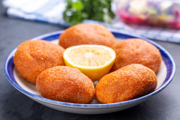 Traditional Turkish Food; Stuffed Meatballs, Turkish known as 