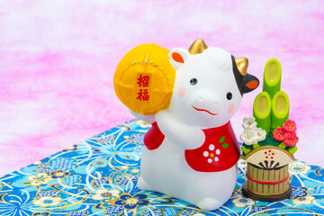 2021年干支の牛（丑、うし）年賀状素材