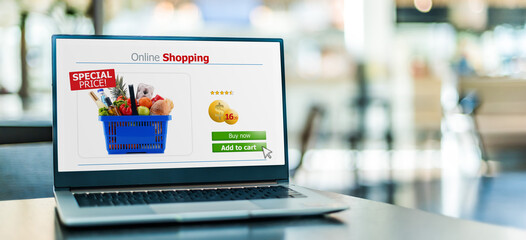 Laptop computer displaying an online shopping website