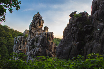 Fototapeta na wymiar Externsteine. Sandstone rock formation located in the Teutoburg Forest, North Rhine Westphalia, Germany