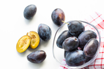 Plums isolated on white background