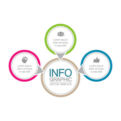 Vector infographic template, circle with 3 steps or options. Data presentation, business concept design for web, brochure, diagram.