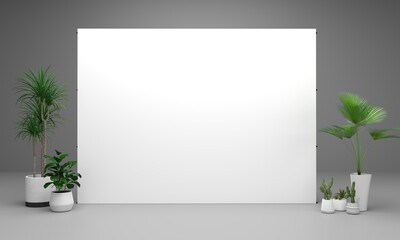 Wall Stand Banner Mockup. 3D Render.