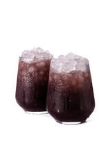 Fresh blackberry cocktail in cold glass isolated on white background