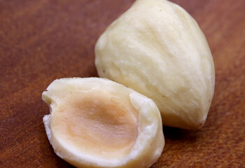close-up organic fresh nuts on background
