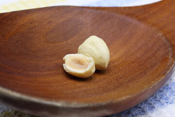 close-up organic fresh nuts on background