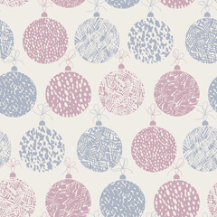 Pastel color hand drawn Christmas balls pattern